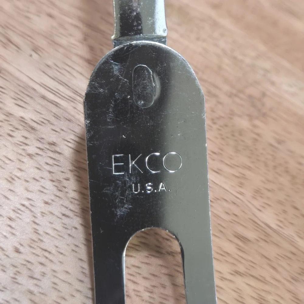 Vintage EKCO USA Stainless Steel 2 Prong Carving Fork Meat Serving Utensil